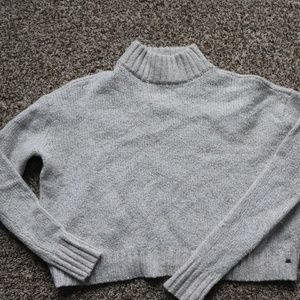 American Eagle Wool Crop Sweater Mock Neck